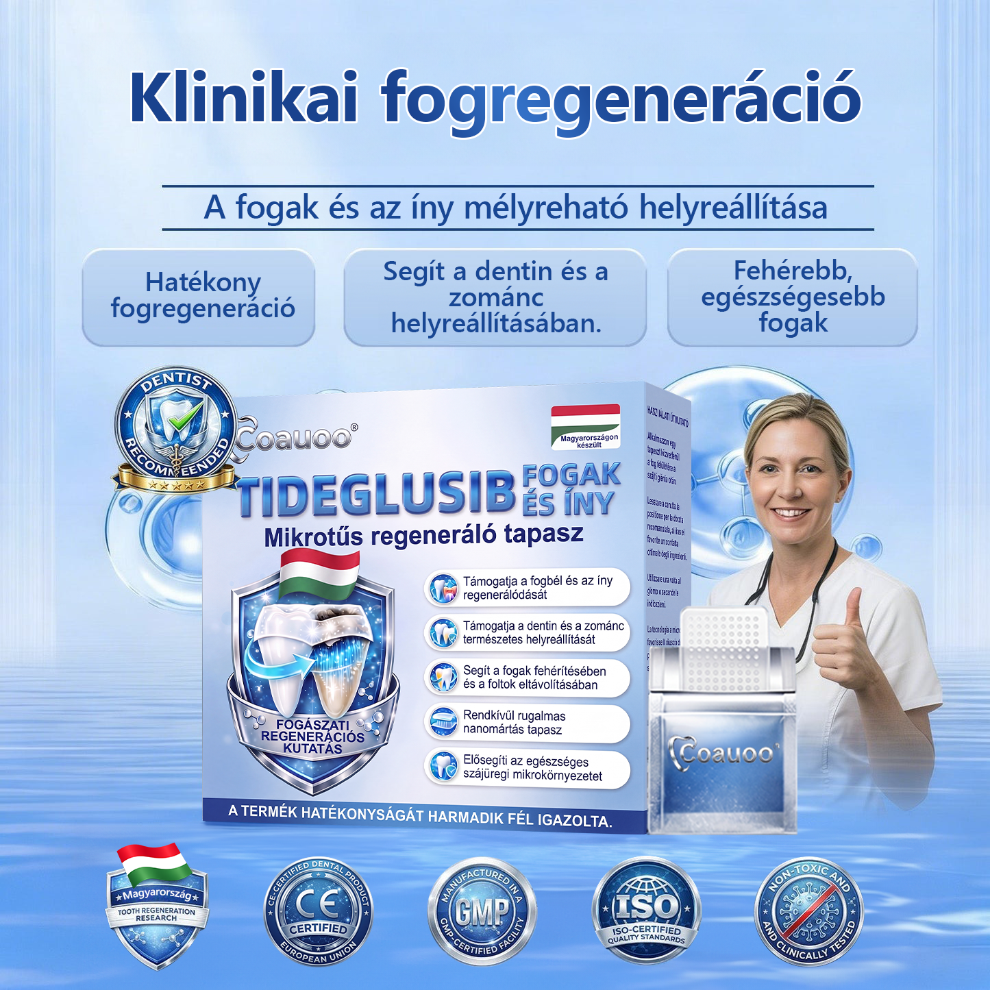 🤎🇭🇺🦷 Mondj búcsút az érzékenységnek és kellemetlenségeknek! 𝐂𝐨𝐚𝐮𝐨𝐨® Tideglusib szájcsíkok – gyors regenerálás a fogaknak és az ínynek 😊